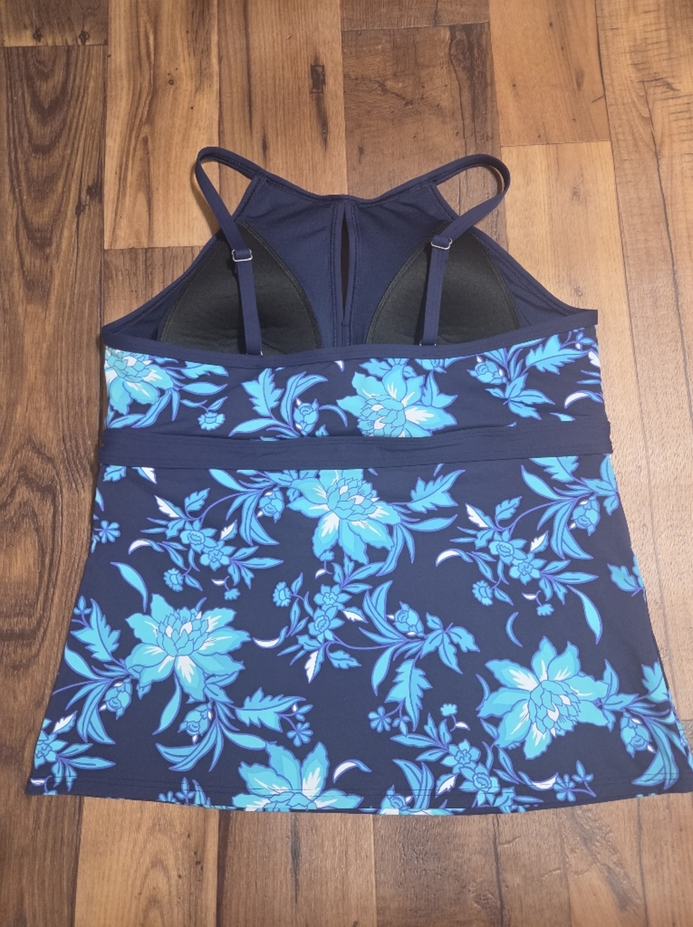 Lands End Ladies Gorgeous Navy/teal Floral Tankini Top. Sz 16 NWOT - Picture 6 of 7